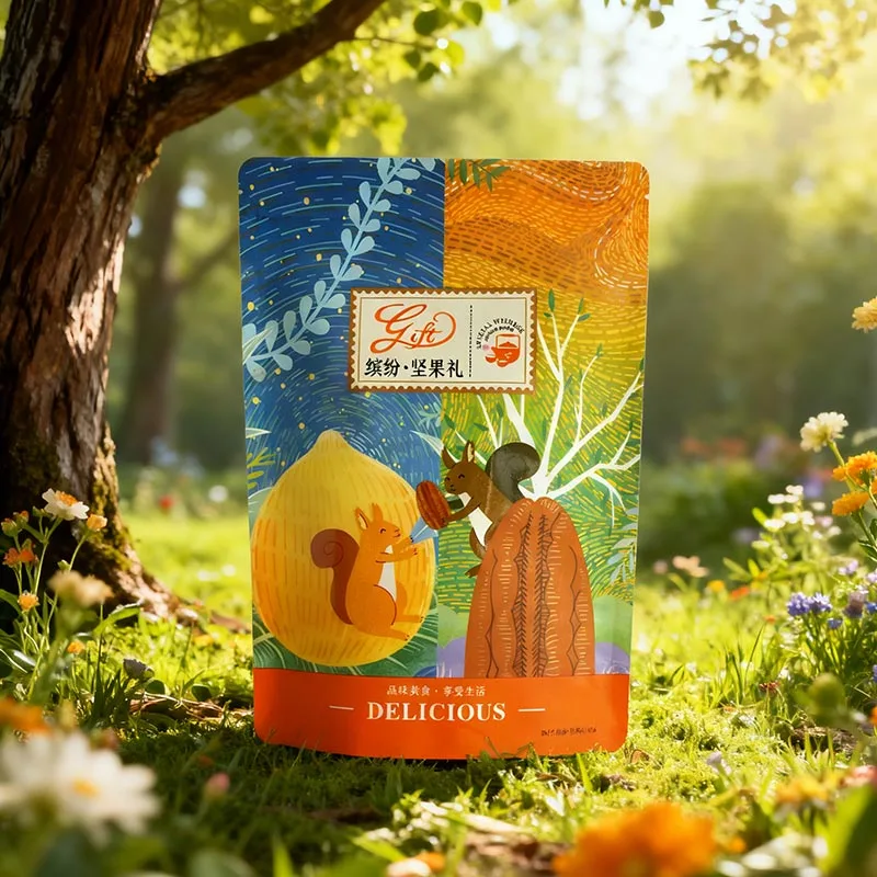 Eco-friendly kraft paper dried fruit and nut packaging bags